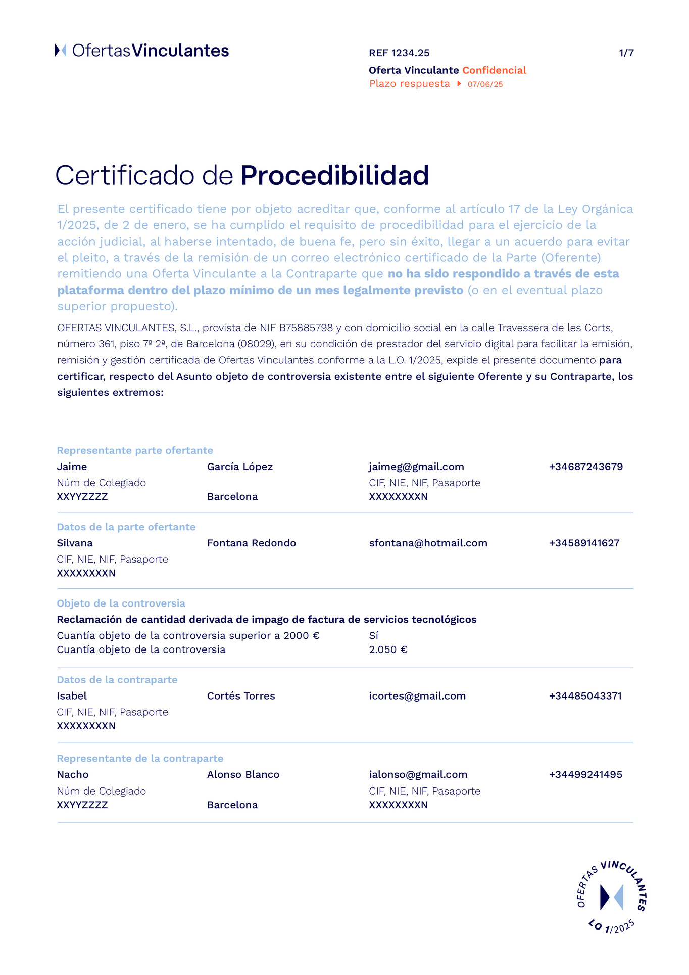 Certificado de Procedibilidad